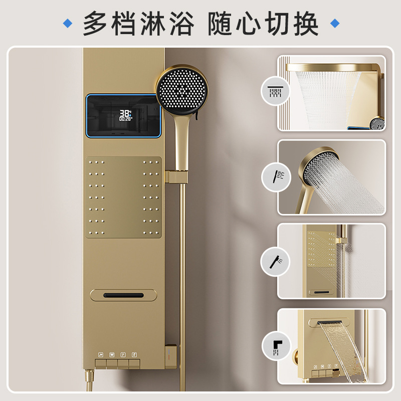Smart Home Control - หน้าจอแสดงผลดิจิตอลอัจฉริยะสีเทาสเปซ พร้อมระบบควบคุมอุณหภูมิ ติดตั้งด้านหลังสำหรับฝักบัวอาบน้ำ - ชุดฝักบัวอาบน้ำสำหรับห้องน้ำในบ้าน