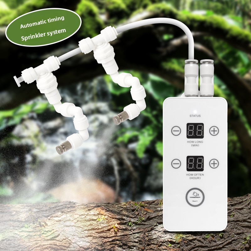 Smart Humidifier - ระบบพ่นละอองน้ำอัตโนมัติสำหรับสัตว์เลื้อยคลานและสัตว์ครึ่งบกครึ่งน้ำในตู้เลี้ยงสัตว์ พร้อมปั๊มพ่นละอองน้ำอัจฉริยะตั้งเวลาได้ 360 องศา ° หัวฉีดปรับระดับได้
