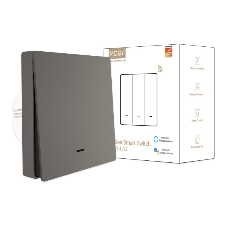 Smart Home Office - สวิตช์ติดผนังอัจฉริยะ MOES Tuya ZigBee ควบคุมผ่านแอพ รองรับสายเดี่ยว/สายกลาง