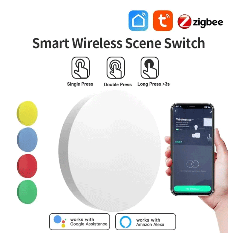 Smart Home Office - ทูยา ซิกบีปุ่มไร้สายอัจฉริยะ สวิตช์ฉากต่างๆ ควบคุมผ่านแอป Smart Life