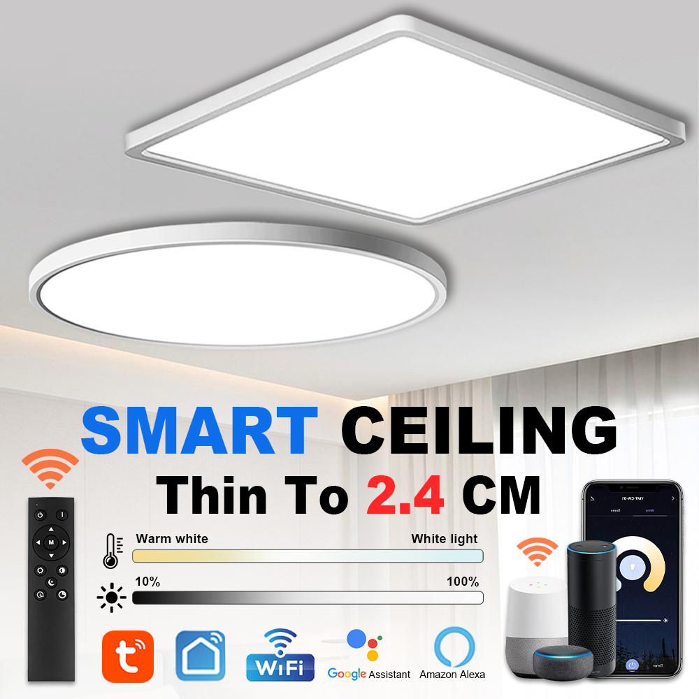 Smart Home Touchscreen Control Panel - โมเดิร์น LED ไฟติดเพดานสมาร์ท Tuya App Alexa