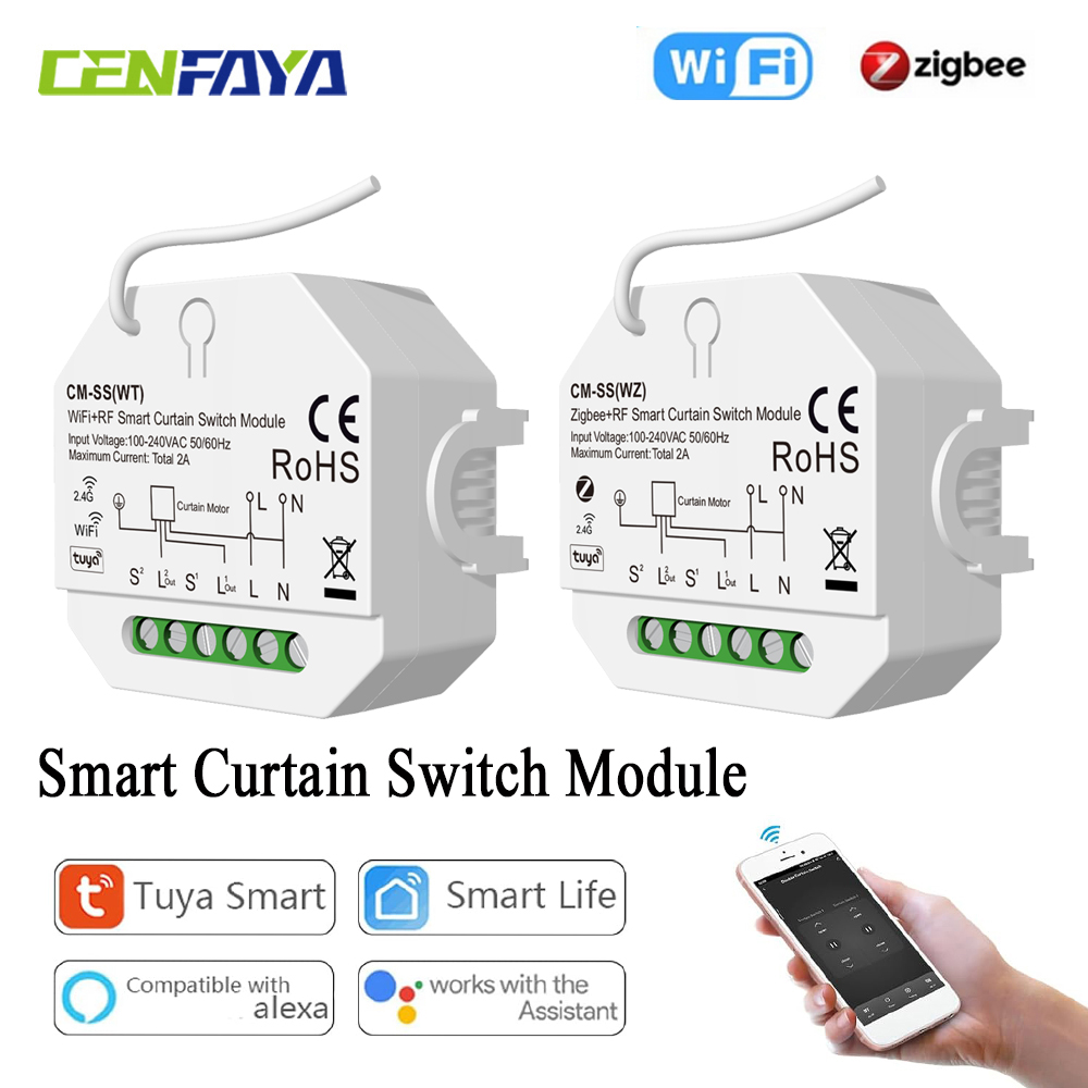 Smart Home Voice Control - สวิตช์ม่านอัจฉริยะสำหรับมอเตอร์ม่านม้วน แอป Tuya Smart Life ควบคุมด้วยเสียงด้วย