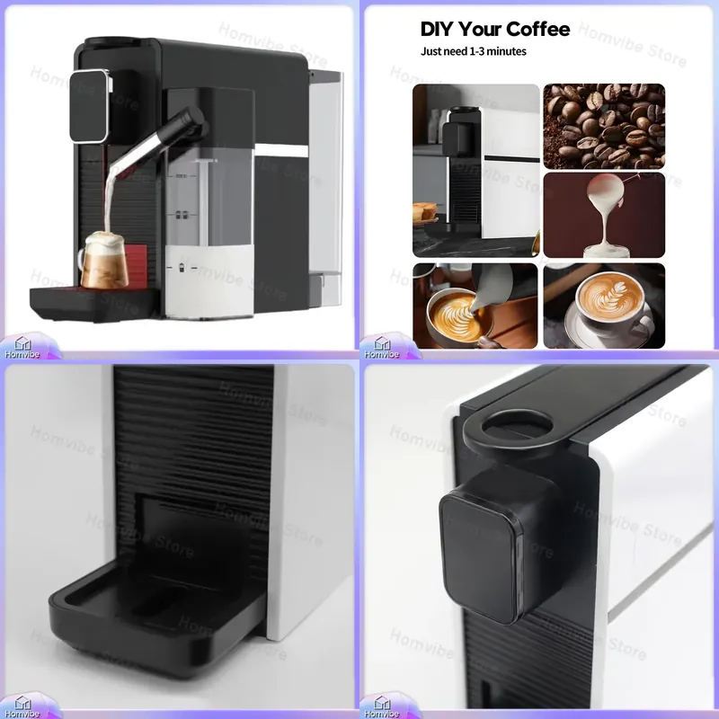 Smart Home Office - เครื่องชงกาแฟเอสเพรสโซแบบพกพาอัจฉริยะ พร้อมเครื่องทำฟองนม ใช้แคปซูลกาแฟ สำหรับบ้าน โรงแรม สำนักงาน