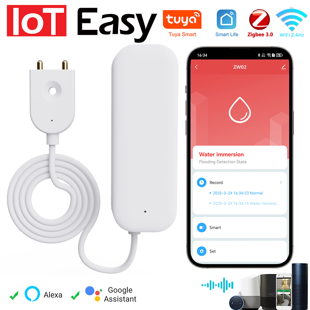 Smart Home Iot - Tuya WiFi ZigBee Water Sensor น้ํารั่วเครื่องตรวจจับน้ําท่วม
