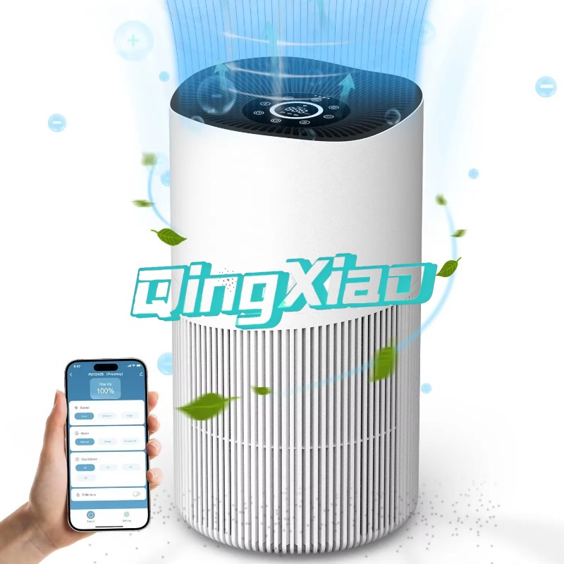 Smart Home Control - เครื่องฟอกอากาศควบคุมผ่านแอปอัจฉริยะ กำจัดควันและกลิ่น พร้อมปล่อยประจุลบ เงียบสงบ เหมาะสำหรับใช้ในบ้าน ห้องนอน