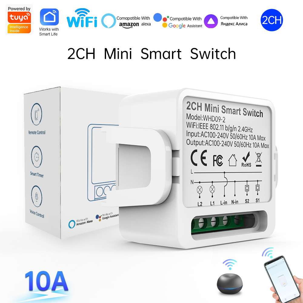 Smart Home Voice Control - สวิตช์อัจฉริยะ Tuya แบบ 2 ทาง 2