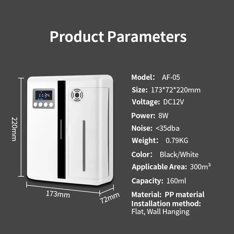 Smart Home Hotel - NAMSTE 300m³ เครื่องกระจายกลิ่นน้ำมันหอมระเหยอัจฉริยะ บลูทูธ ไร้น้ำ ติดผนัง