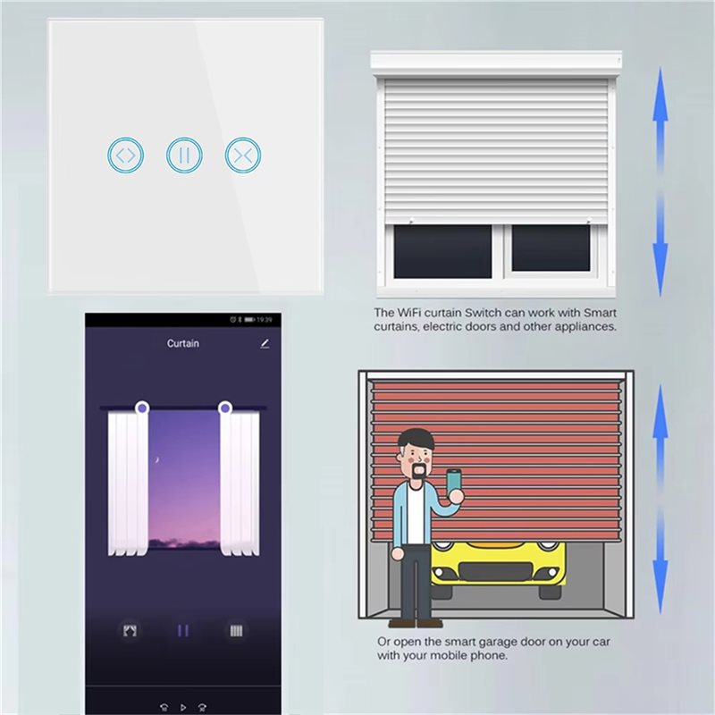 สวิตช์ม่านม้วนไฟฟ้าแบบ Wifi ยี - Smart Home Market บทวิจารณ์และราคา