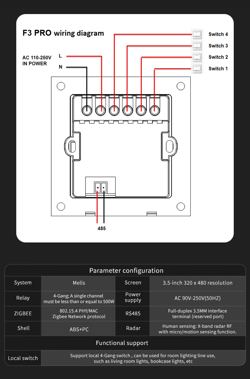 สวิตช์อัจฉริยะ F3 Pro หน้าจอสั - Smart Home Control บทวิจารณ์และราคา